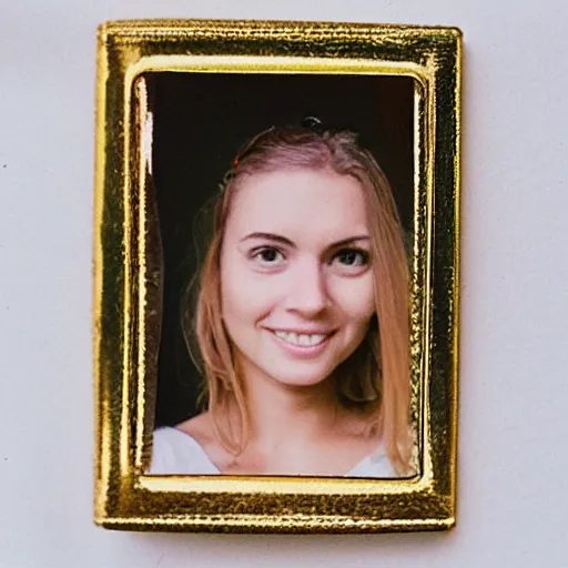 Prompt: Instax mini portrait of a young European woman, beautiful, vacation photo