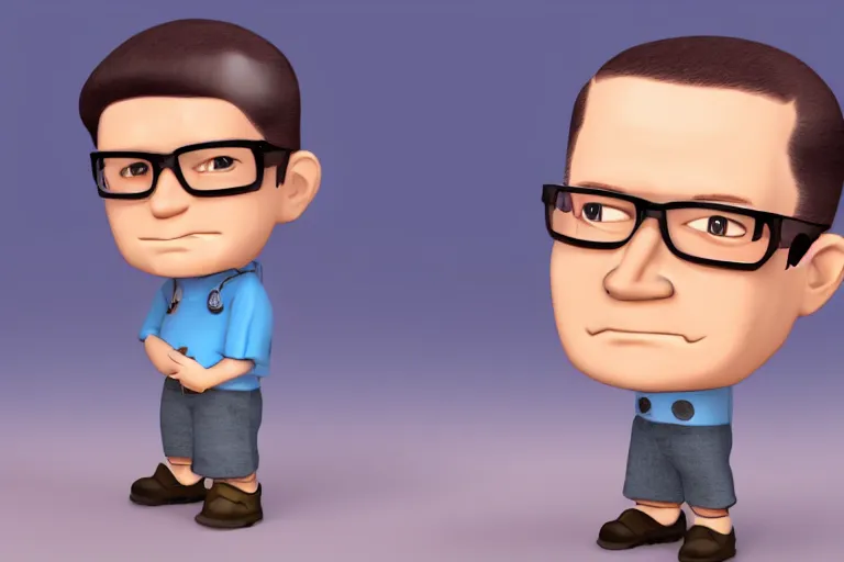 Image similar to hank hill chibi, photorealistic 3 d render