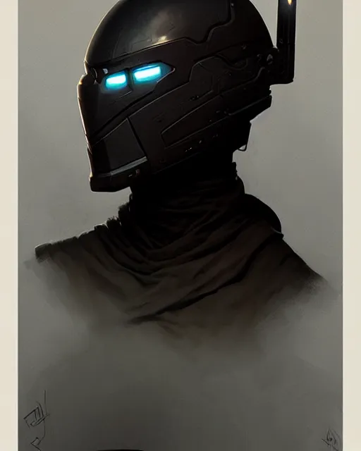 Prompt: smooth black eyeless featureless helmet, by greg rutkowski, mark brookes, jim burns, tom bagshaw, magali villeneuve, trending on artstation