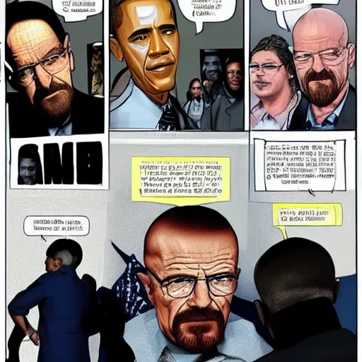 Prompt: Walter White fighting Barack Obama