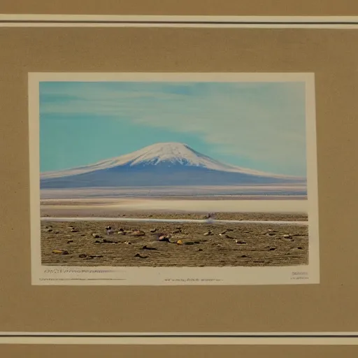 Image similar to chromolithograph of salar de uyuni color lithograph