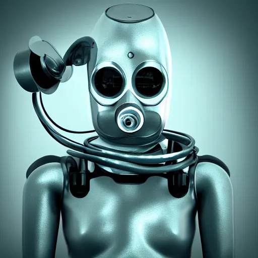 Image similar to An album cover, fire, mask, stethoscope, 3d render, ((robot)), (unreal engine), photograph, portrait, São Paulo