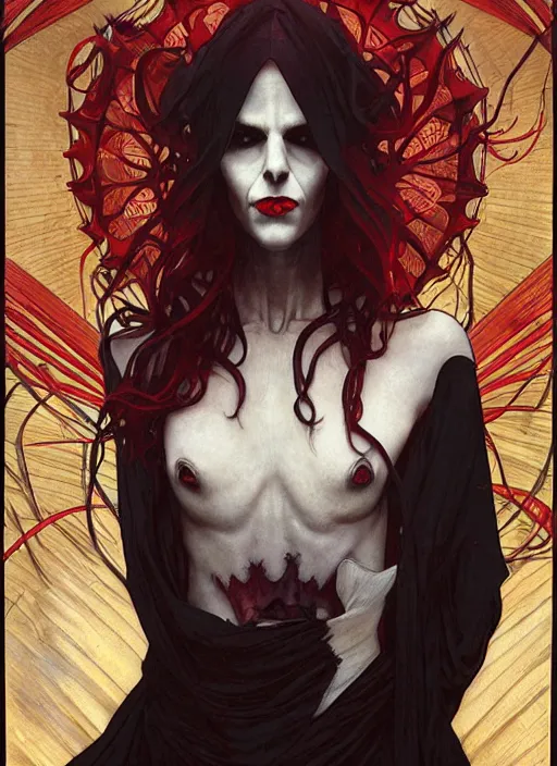 Image similar to symmetry! portrait of nosferatu, red spike aura in motion, floating pieces, painted art by tsuyoshi nagano, greg rutkowski, artgerm, alphonse mucha, spike painting