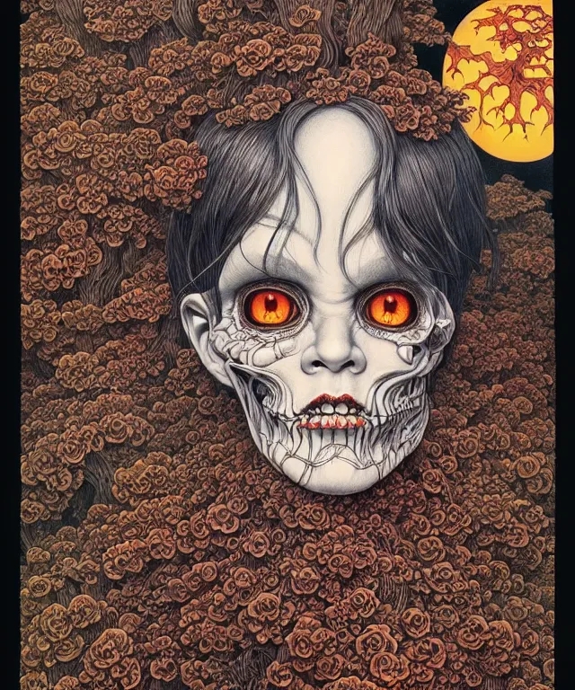 Image similar to portrait painted in jacek yerka style drawn by vania zouravliov and takato yamamoto, inspired by halloween, intricate acrylic gouache painting, high detail, sharp high detail, artstation