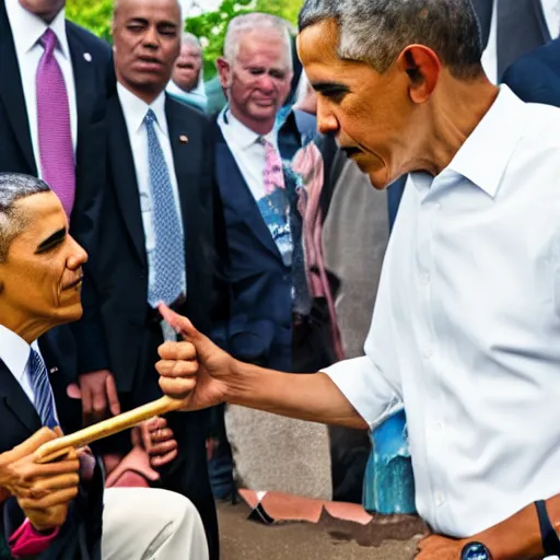 Image similar to Obama demonstrates how to properly hit a bong, highly detailed photo, 8k, award winning photograph