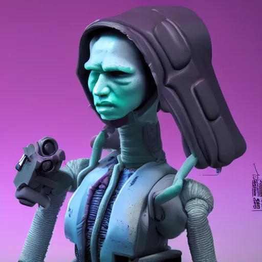 Image similar to Claymation figure of a cyberpunk character hyper detailed featured in artstation