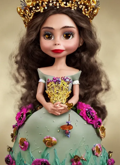 Prompt: closeup face profile portrait of tin toy lena olin as a fairytale princess wearing a crown eating cakes, bikini, depth of field, zeiss lens, detailed, symmetrical, centered, fashion photoshoot, by nicoletta ceccoli, mark ryden, lostfish, breathtaking, 8 k resolution, extremely detailed, beautiful, establishing shot, artistic, hyperrealistic, octane render