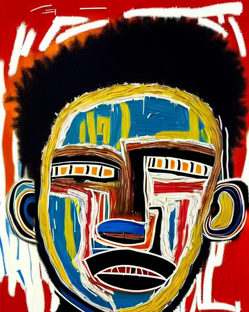 Image similar to A extremely highly detailed majestic hi-res beautiful immaculate head and shoulders award winning painting masterpiece of the face of a strong black african man by Jean-Michel Basquiat, 8k, high textures, hyper sharp, insanely detailed and intricate, super detailed, 8k HDR high quality