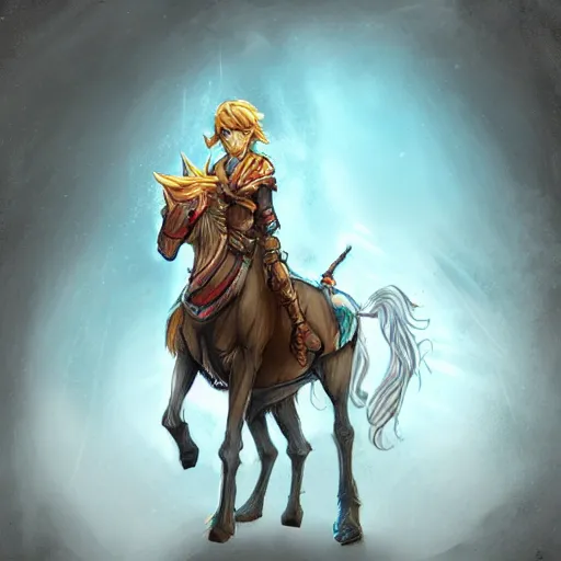 Image similar to Link on Horse biopunk style concept art
