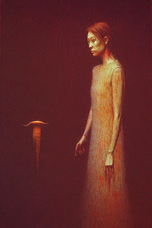 Image similar to alyson hannigan as maid by beksinski
