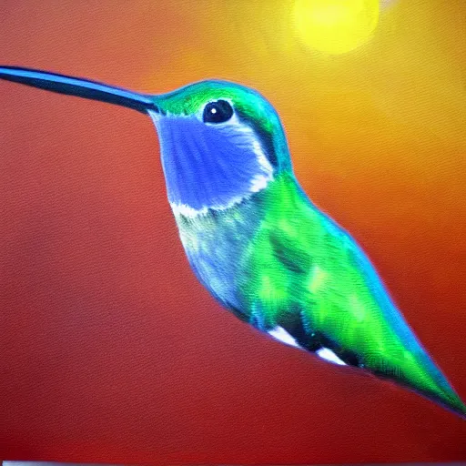 Prompt: painting of a hummingbird, ultra realistic, beautiful