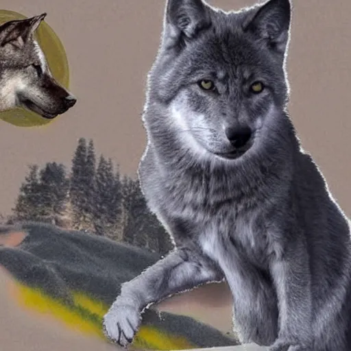 Prompt: very beautiful picture of a Chartreux cat riding a wolf, realistic