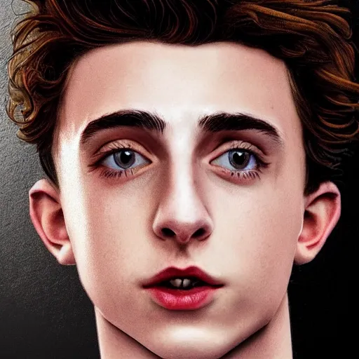 Image similar to Timothée Chalamet and Tom Holland crossbreed, illustrated and rendered by Xie Boli, trending on artstation, 4k, 8k, photorealistic imagery, photorealistic details, intricate, highly detailed