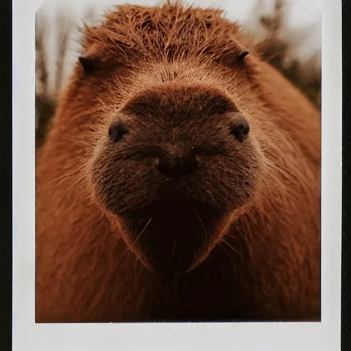 Prompt: polaroid of capybara