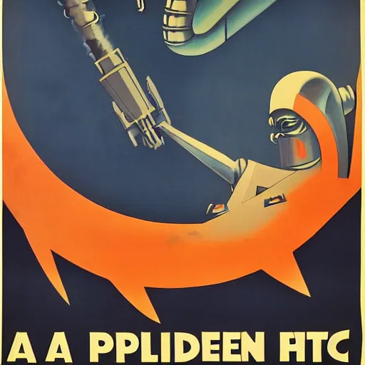 Image similar to a 1930s propaganda poster of an alien war