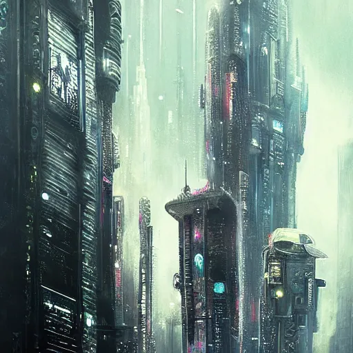 Image similar to futuristic blade runner city by syd mean,