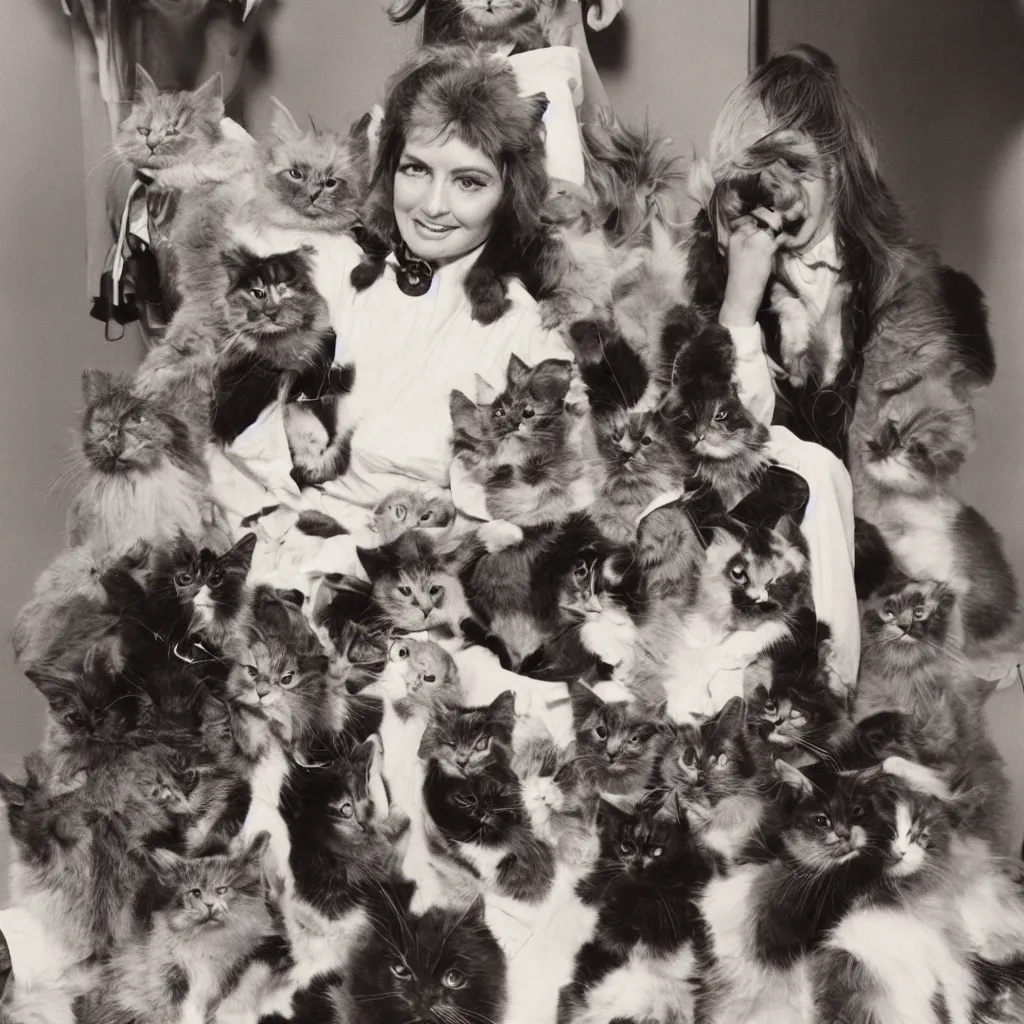 Image similar to 70s cat lady