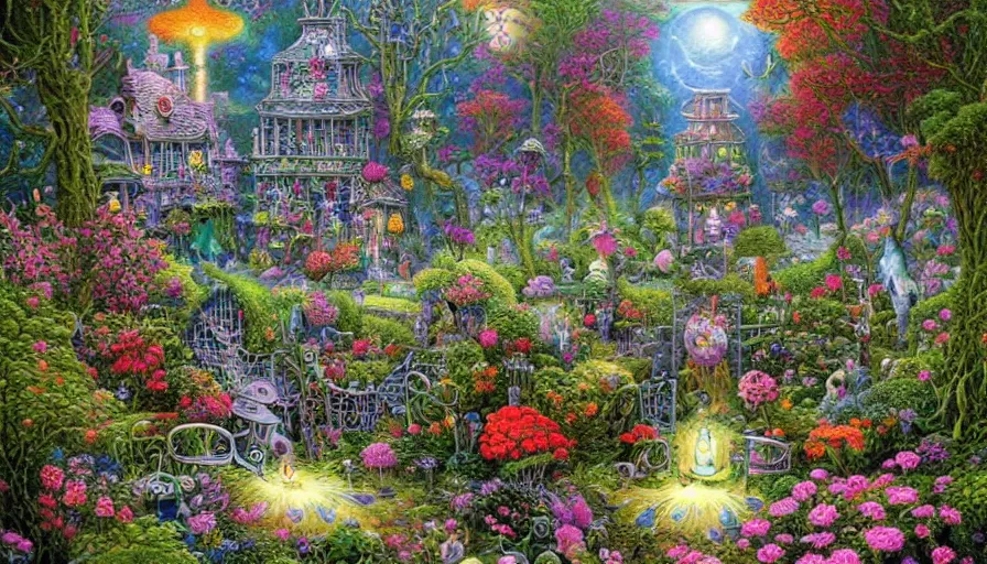 Prompt: the garden at the end of the universe, trippy, mind - bending, joe fenton and thomas kinkade, art station