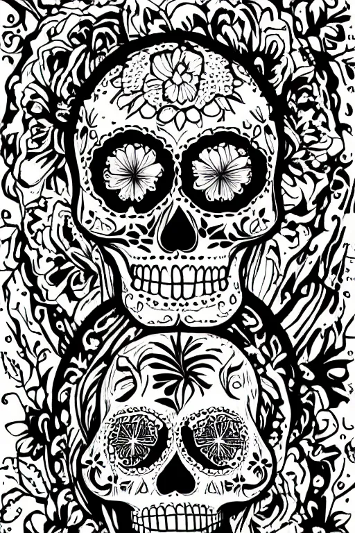 Image similar to illustration of a sugar skull day of the dead girl, art by derek riggs