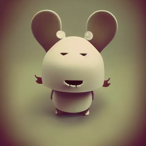 Image similar to a big head Moomin, two tiny horns, 3D art, Finnish green, Baymax style, sweetness, technology, futurism, kawaii, Marina Dieul, Monchhich, Kristina Shablina, 8K