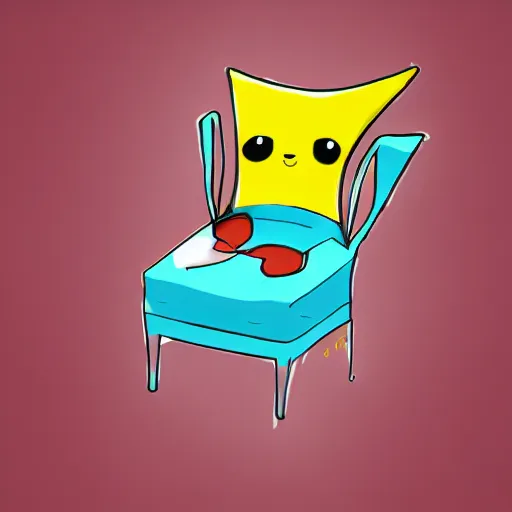 Prompt: professional art. cartoon pokemon that looks like a chair