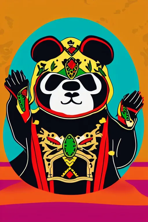 Image similar to Portrait of a panda as a Mexican wrestler, sticker, colorful, illustration, highly detailed, simple, smooth and clean vector curves, no jagged lines, vector art, smooth