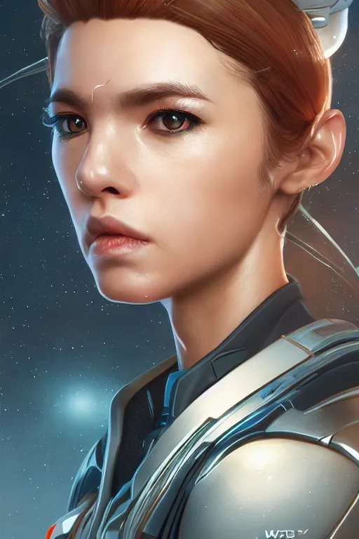 Prompt: highly detailed portrait of a female starship captain wearing a fancy uniform, detailed eyes, art by wlop and artgerm, spaceship environment, trending on artstation, sharp focus, illustration, caustics, octane render, 4 k, radiant light