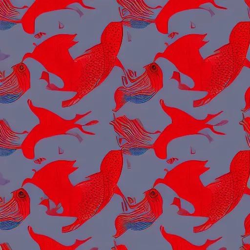 Image similar to red fish pattern wallpaper