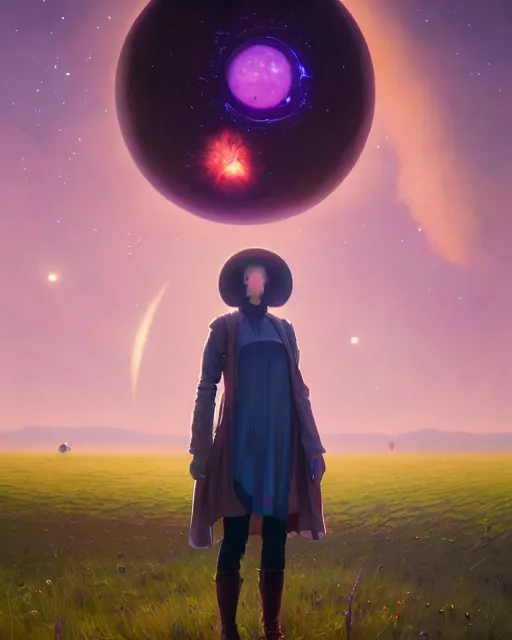 Prompt: highly detailed surreal vfx portrait of a futuristic mage in a rural farm with planets in background, stephen bliss, unreal engine, greg rutkowski, loish, rhads, beeple, makoto shinkai and lois van baarle, ilya kuvshinov, rossdraws, tom bagshaw, alphonse mucha, global illumination, detailed and intricate environment