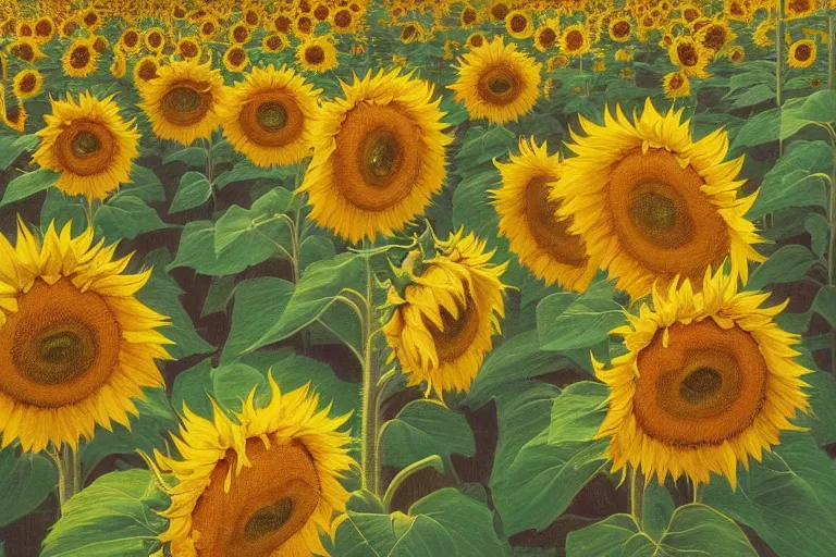 Image similar to lots of sunflowers in a garden, golden hour, artstation, by J. C. Leyendecker and Peter Paul Rubens