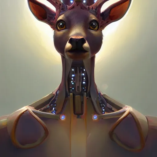 Image similar to a beautiful digital painting of a humanoid cybernetic deer, loftis, cory behance hd by jesper ejsing, by rhads, makoto shinkai and lois van baarle, ilya kuvshinov, rossdraws global illumination