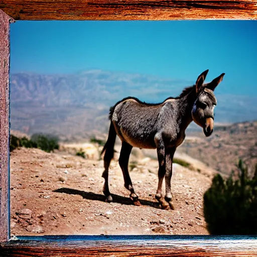 Image similar to photo of donkey in nemea greece, cinestill, 800t, 35mm, full-HD