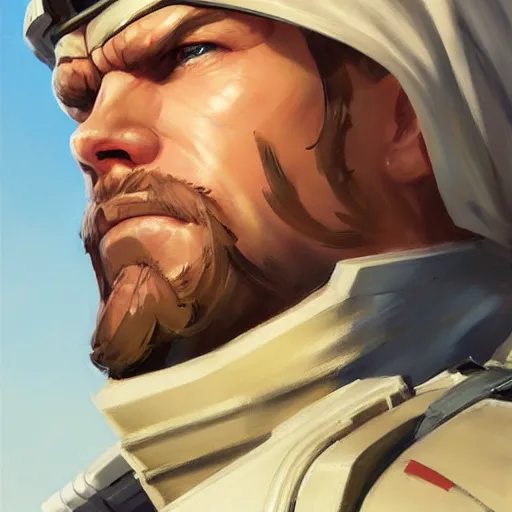 Image similar to greg manchess portrait painting of solid snake as overwatch character, medium shot, asymmetrical, profile picture, organic painting, sunny day, matte painting, bold shapes, hard edges, street art, trending on artstation, by huang guangjian and gil elvgren and sachin teng