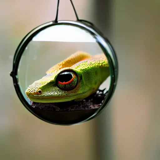 Prompt: gecko sitting inside a terrarium, realism, realistic, cinematic, 8 k resolution