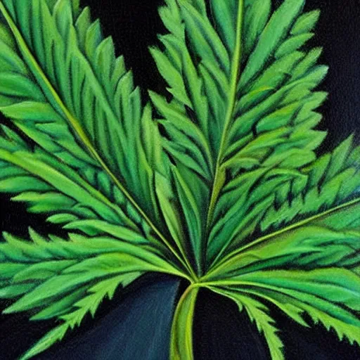 Prompt: a painting of a marijuana leaf in the style of Georgia o’Keefe