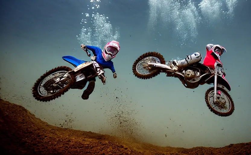 Image similar to motocross rider underwater