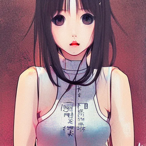 Prompt: stylized portrait of beautiful jun amaki gravure model instagram girl wearing street fashion, masamune shirow, illustration, by ilya kuvshinov