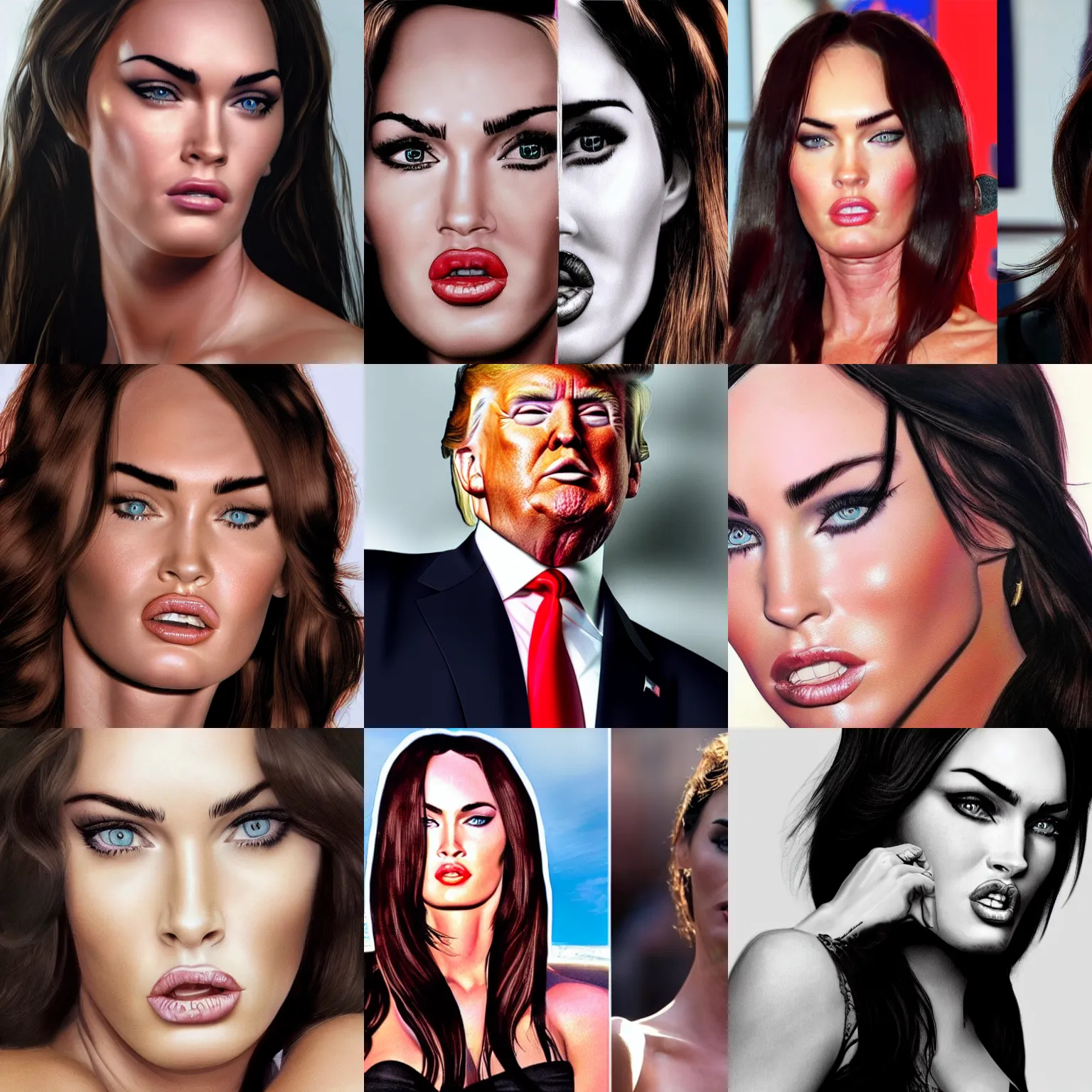 Prompt: If Donald Trump looked like Megan Fox, hyperrealism, 4k