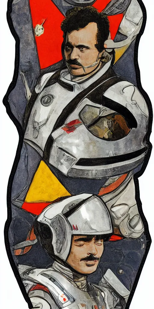 Image similar to A portrait of Lando Norris in a a suit of armor with racing patches on it by William Blake