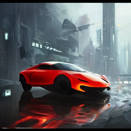 Prompt: aftermarket car, elegant, digital painting, concept art, smooth, sharp focus, art style from Wang Ke and Greg Rutkowski and Bruce Kaiser and Scott Robertson and Dmitry Mazurkevich and Doruk Erdem and Jon Sibal, small style cue from Blade Runner and Minority Report and iRobots