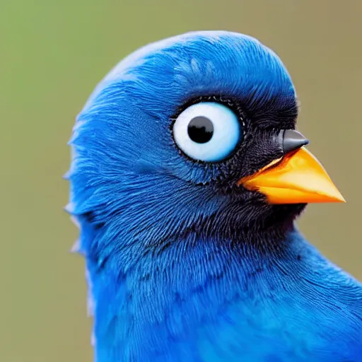 Image similar to blue bird, funny, weird grimace, award - winning