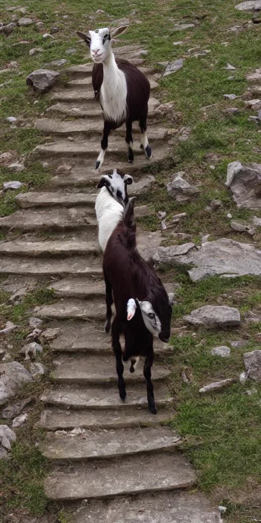 Image similar to goat climbing circular stairs