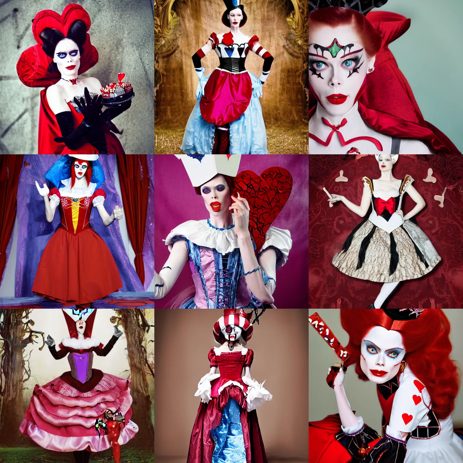 Prompt: Coco Rocha as the 'queen of hearts' from 'Alice in wonderland'