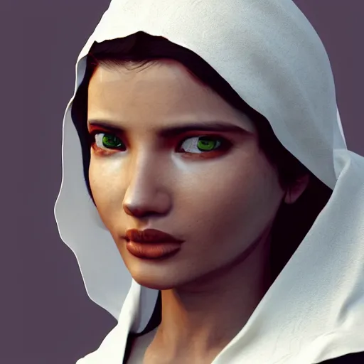 Image similar to a nepali wearing a white shawl, gloomy, bloody, octane render, unreal engine