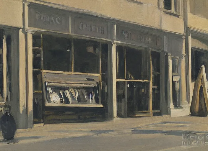 Image similar to artwork painting of storefront by john singer sargent