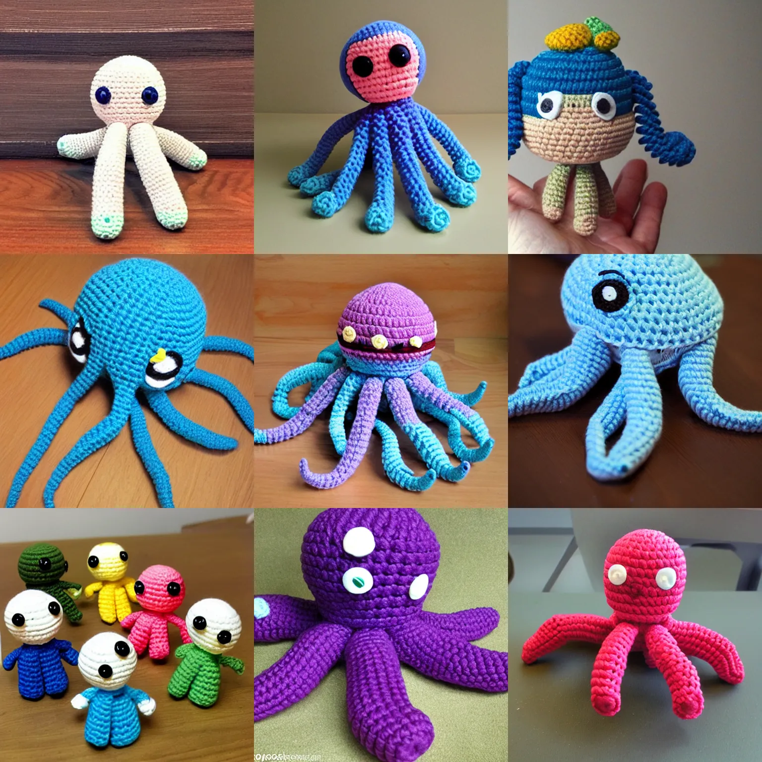 Prompt: happy octopus amigurumi