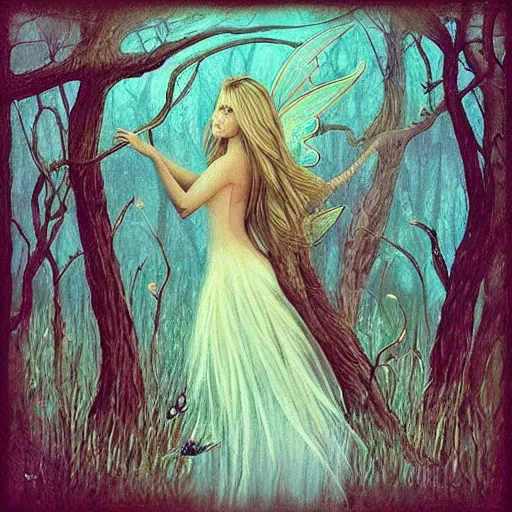 Image similar to “sensual fairy, highly detailed, painted, magical forest, by leesha hannigan”