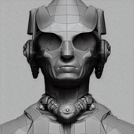 Prompt: zbrush future cyborg 3d art Jonathan zawada plasure model by noisia, former, android human art deep grey