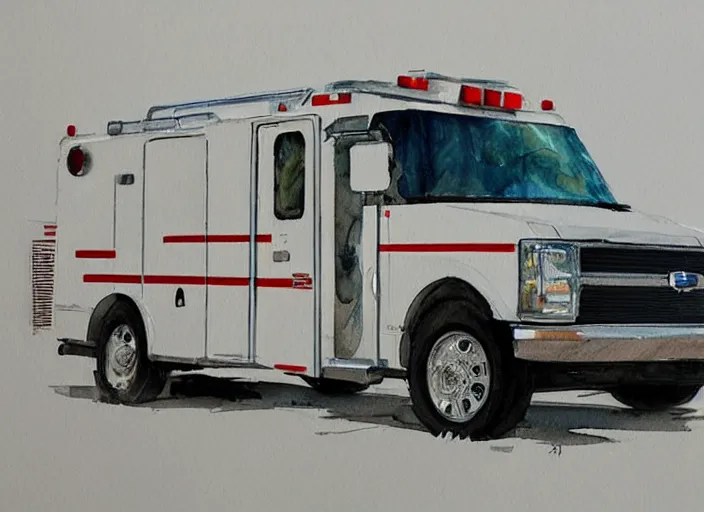 Image similar to concept art of a ambulance, pinterest, artstation trending, behance, watercolor, by coby whitmore, silver, laser light,