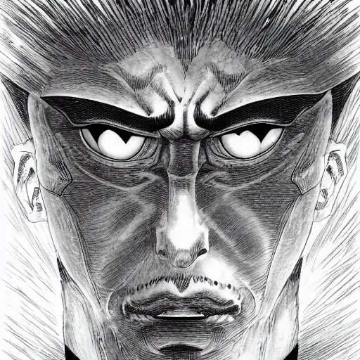 Image similar to the face of god, by kentaro miura